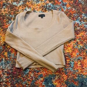 Beige Ribbed Knit Sweater